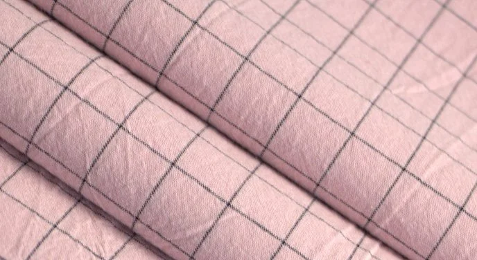 Washed Cotton Pink & Blk Square